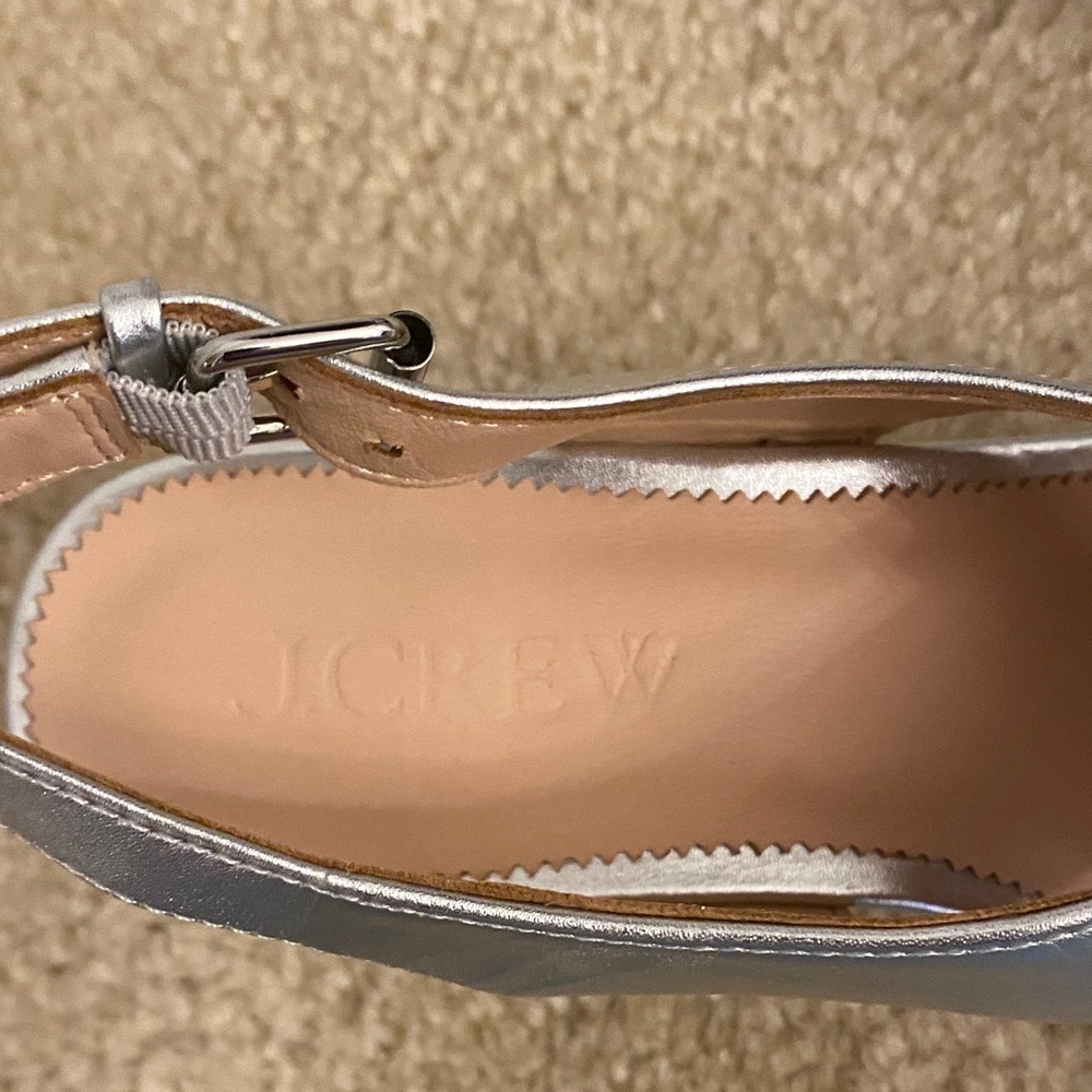 J. Crew Dylan Criss Cross Silver Block Heel Sandals - Picture 3 of 6